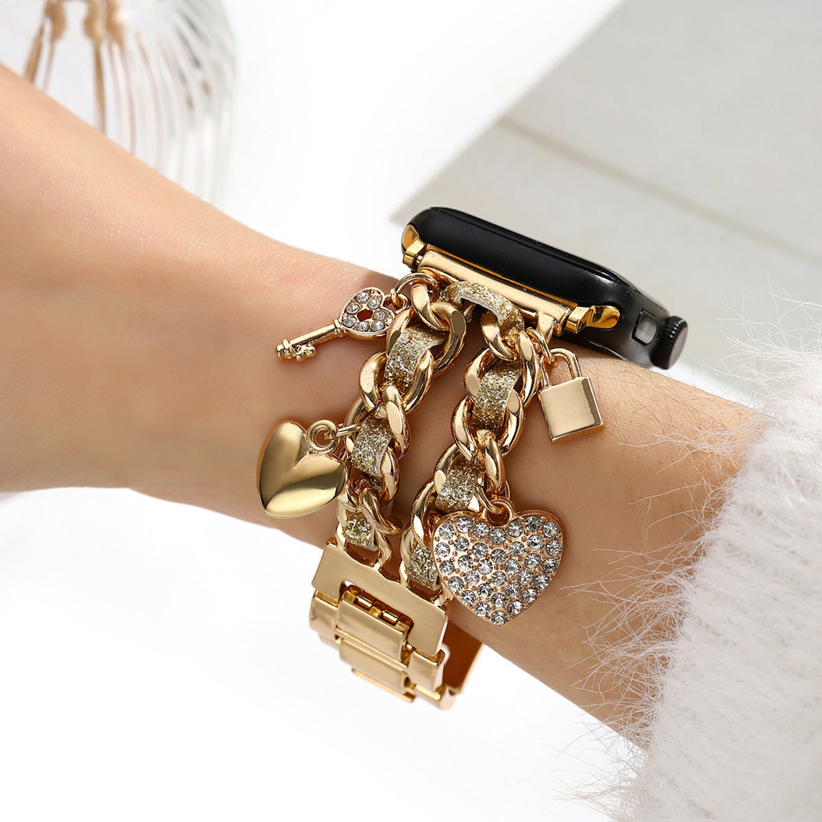 Pendentif de coeur d'or femmes bracelet de montre