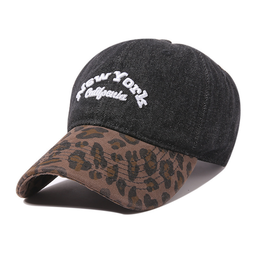 L'Europe et l'American Girl style Patchwork Leopard-print Lettered Baseball Cap