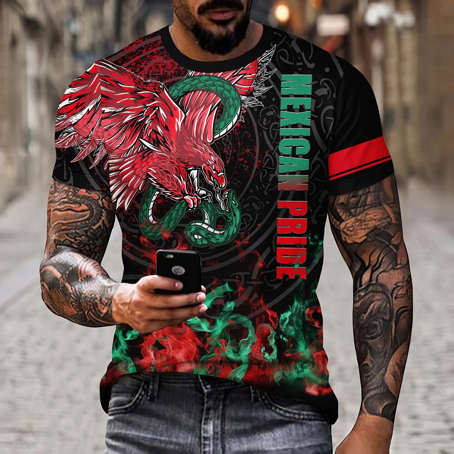 T-shirt Eagle and Snake T-shirt à col rond à manches courtes pour homme