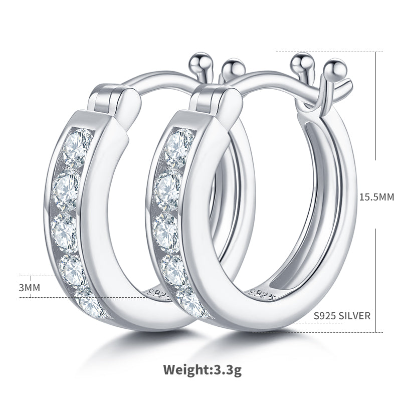 3.3g S925 Boucles d'oreilles en argent sterling en moissanite à 10 tons 15,5mm