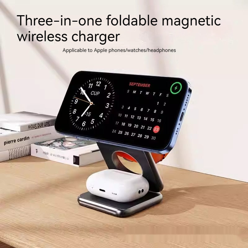 Support de téléphone mobile chargeur magnétique pliable