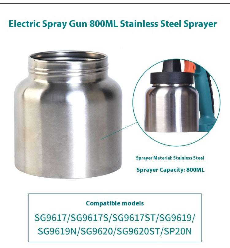 Pistolet de pulvérisation électrique avec 800ML 1300ML Grand pulvérisateur en acier inoxydable