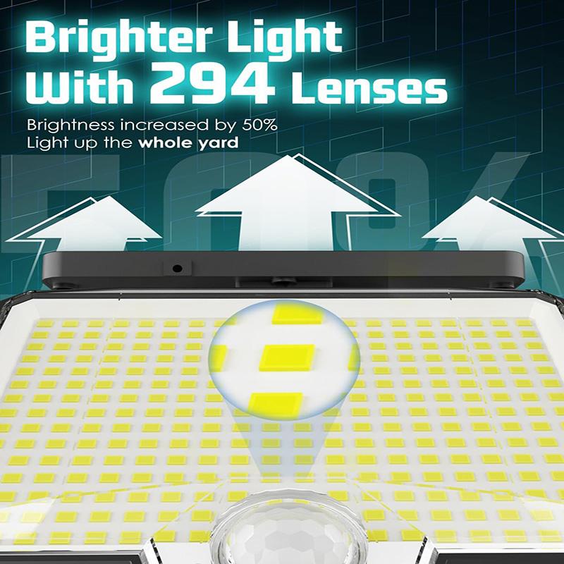 2-Pack Capteur de mouvement solaire Projecteurs extérieurs 2600 Lumens
