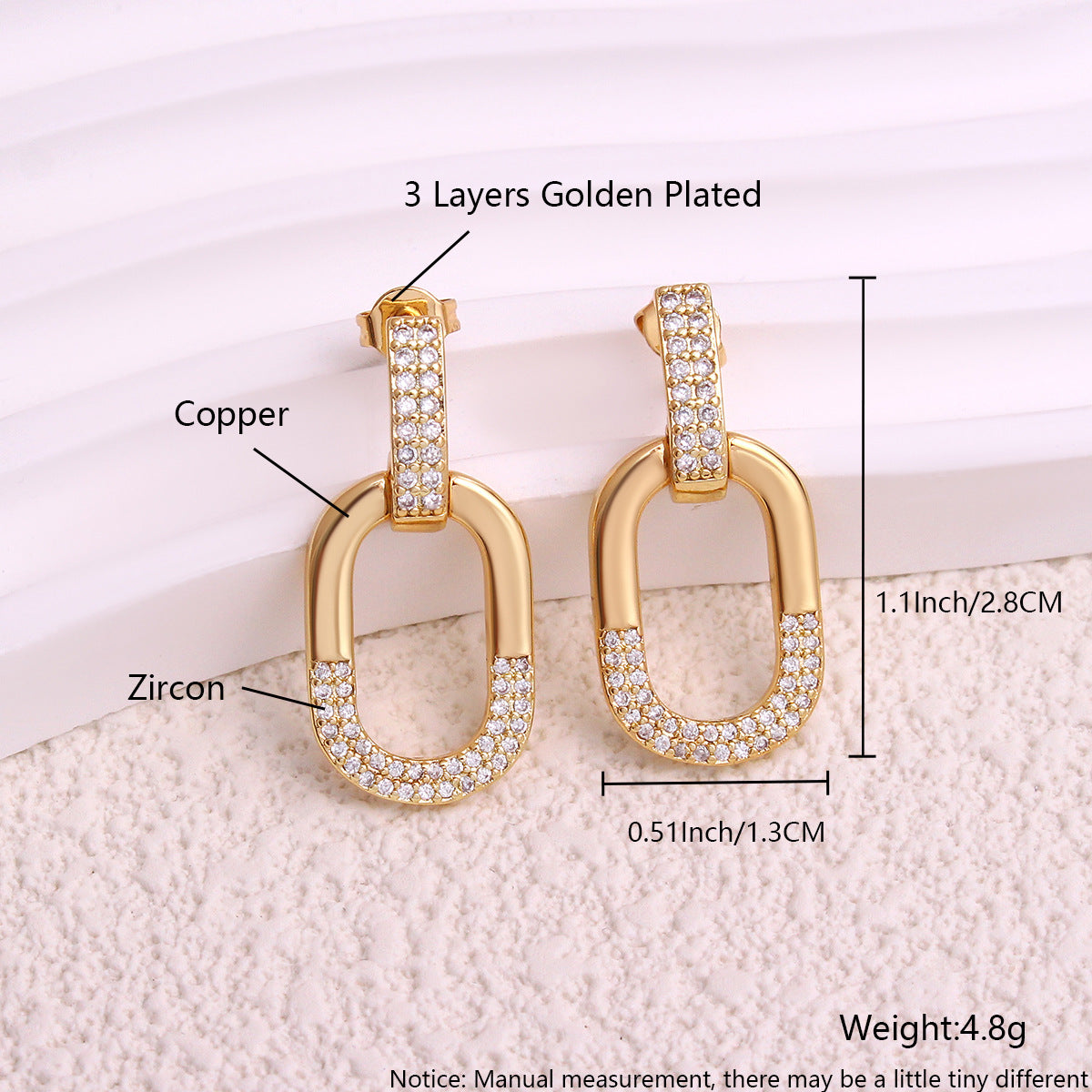 Collier d'oreille Zircon incrusté ovale