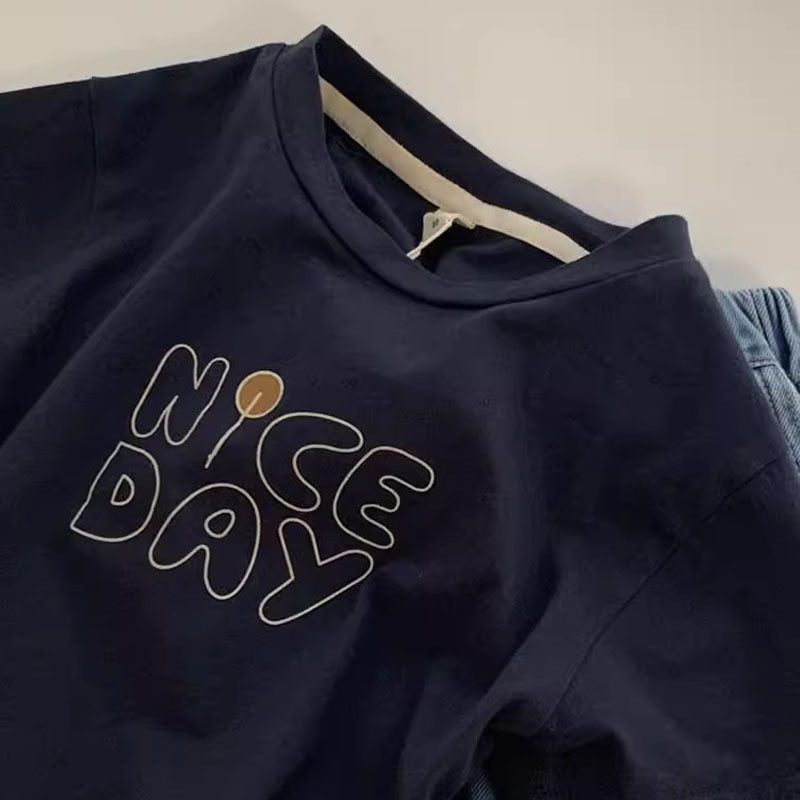 T-shirts en coton élégant d'été à manches courtes pour garçons et filles