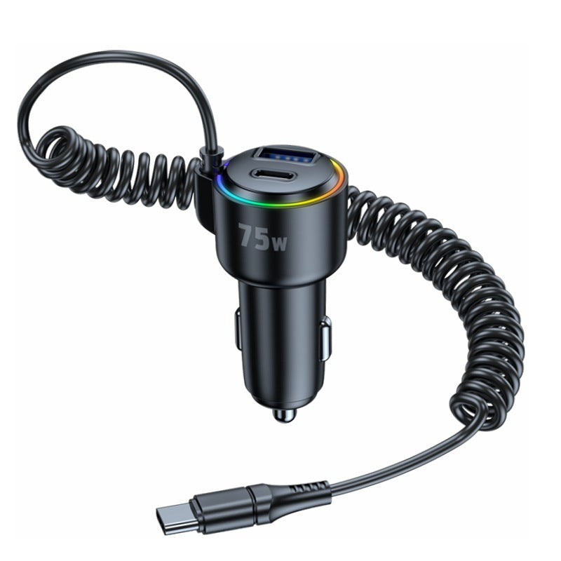Super car charger comes with a spring cord