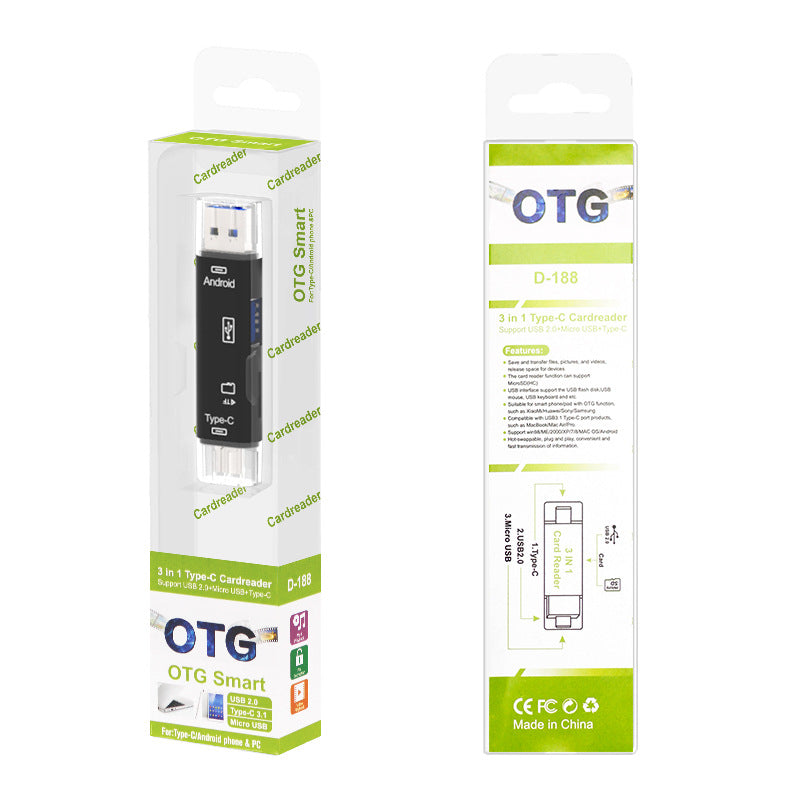 Type-C Micro USB Adaptateur Hub OTG avec lecteur de cartes TF