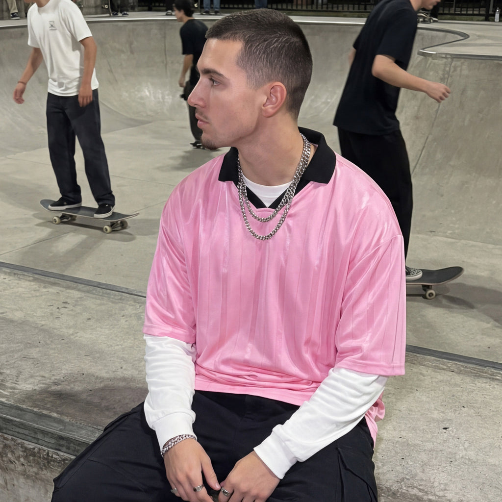 Contrast-collar Jersey Hommes manches courtes Top Sports