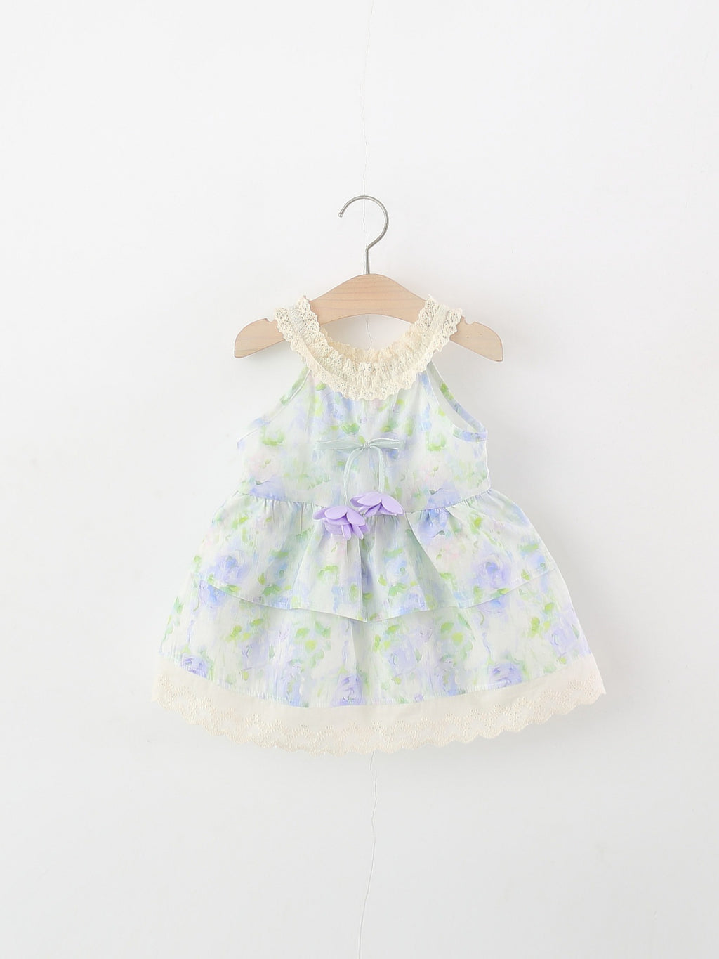 Enfants Filles Dentelle Florale Tulip Robe princesse col haltère