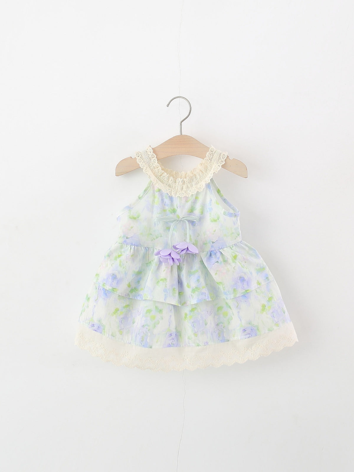 Enfants Filles Dentelle Florale Tulip Robe princesse col haltère