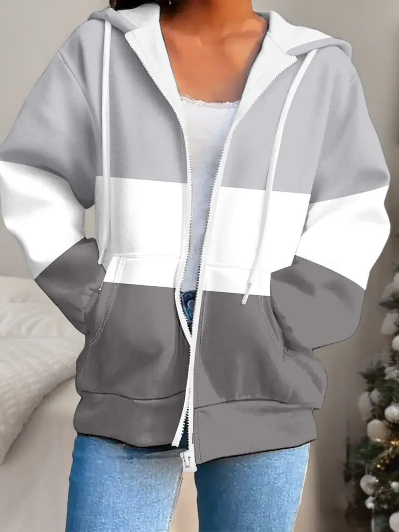 Sweatshirt imprimé numérique 3D européen et américain Cardigan Veste Automne Femme
