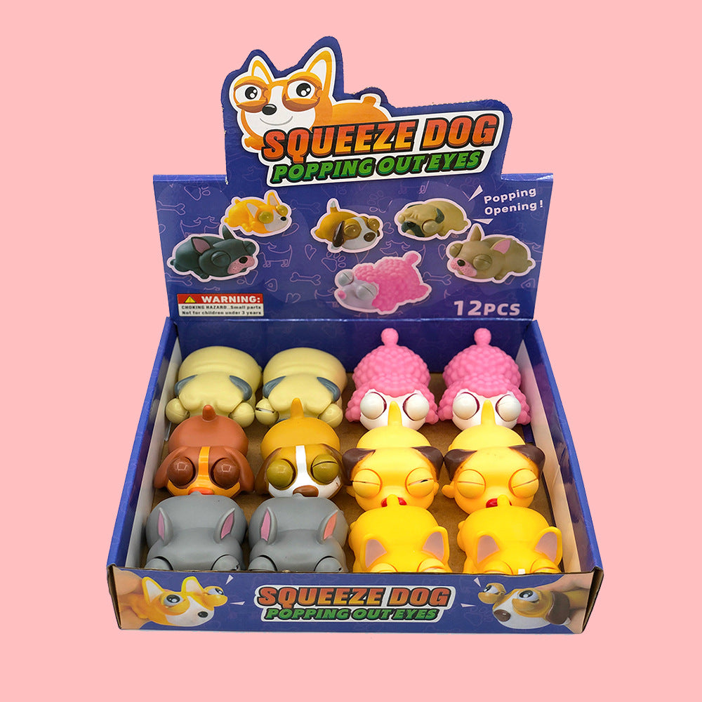 Cute Pet Squishy chien endormi avec des yeux enflammés Stress-Relief Squeeze Jouet pour la libération et Fu