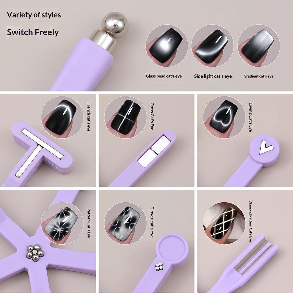 Outil magnétique d'art à ongles à oeil de chat le plus vendu 8-en-1