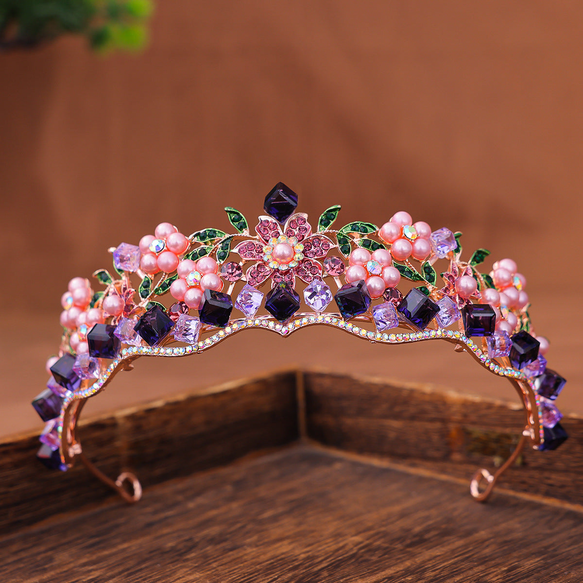 Femmes Rétro Violet Cristal Princess Crown Heress