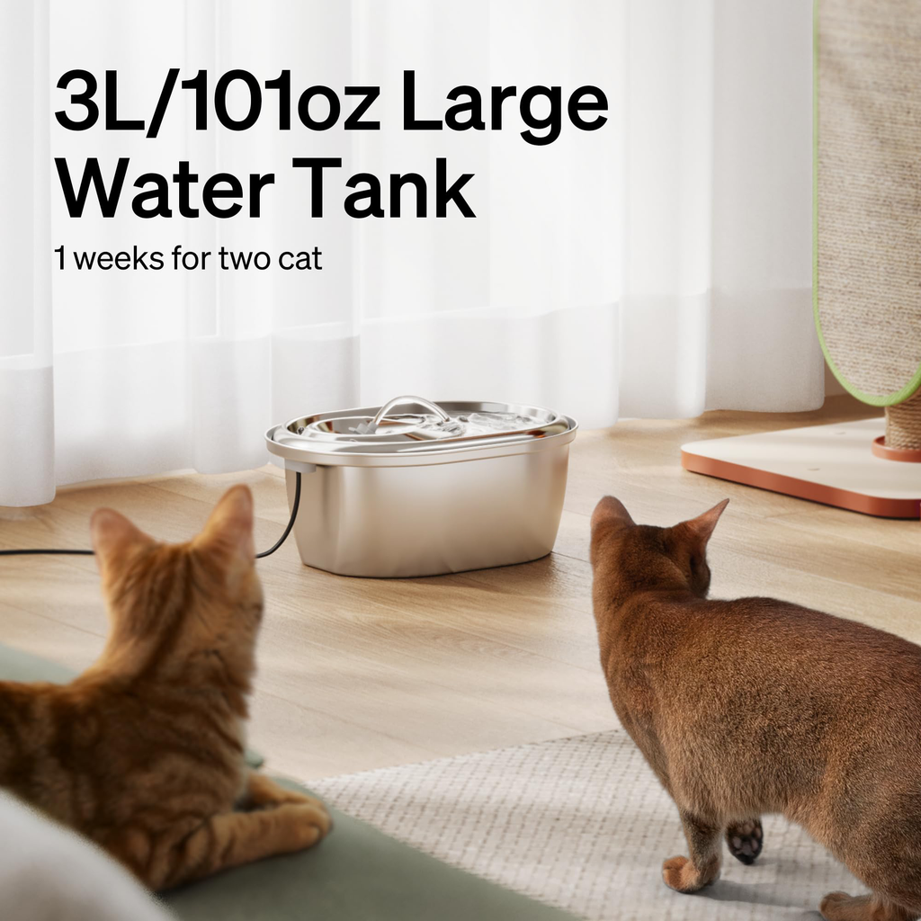 Fontaine d'eau de chat en acier inoxydable