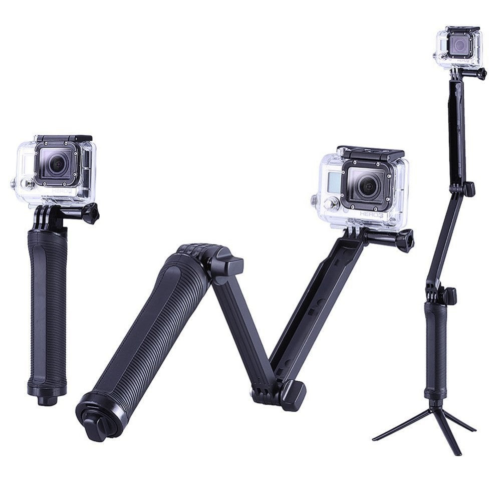 Compatible with GoPro DJI ACTION and Insta360 3-in-1 Foldable Selfie Stick