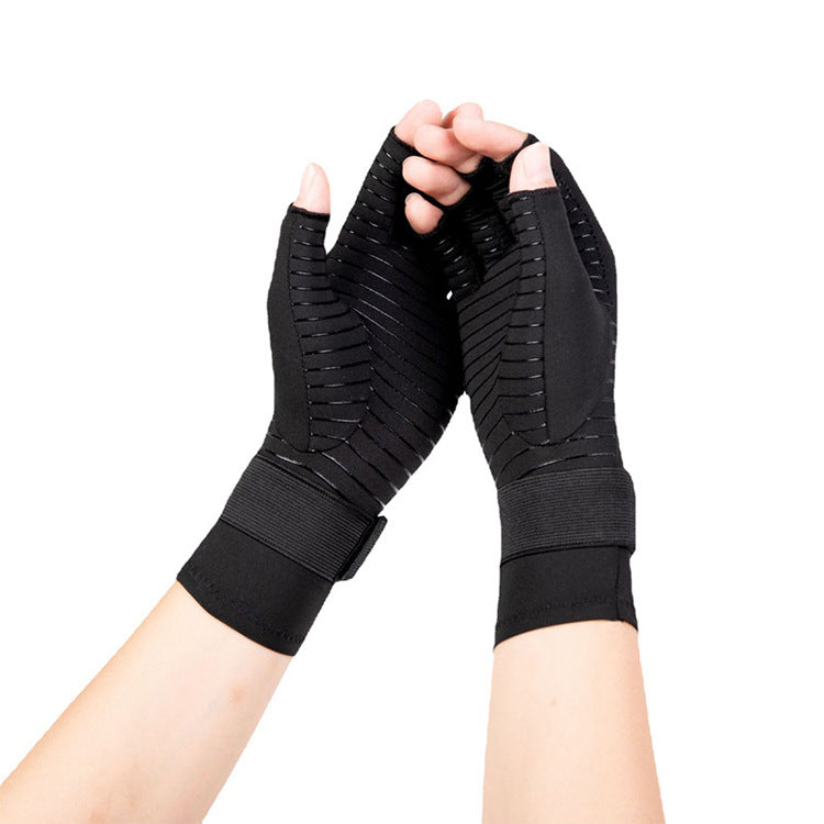 Finger Strap Copper Fibre Fitness Black Outdoor Non-slip Joint Care Gants de vélo