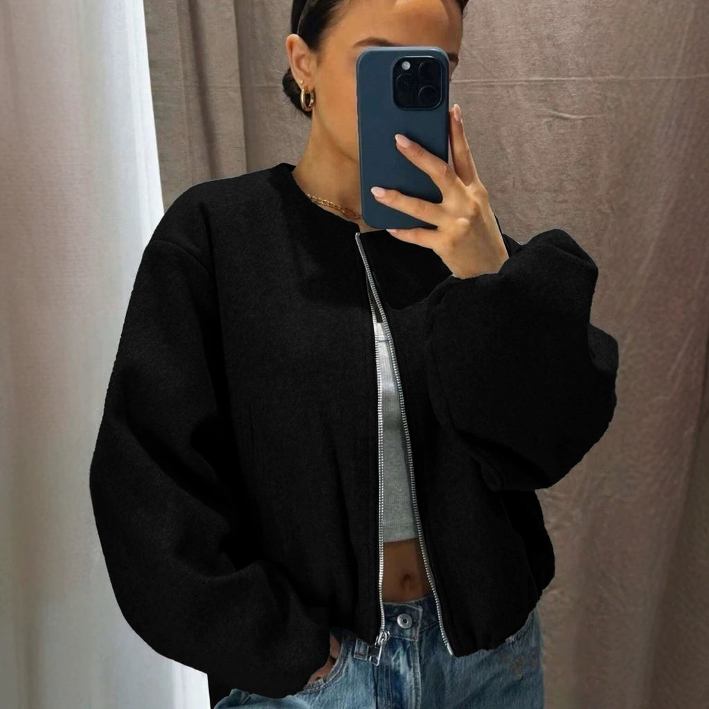 Veste courte zippée avec manches longues