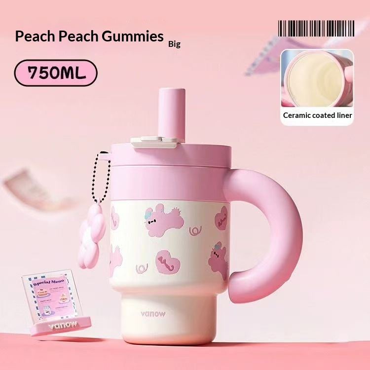 Bouteille d'eau résistant à la glace enduite de céramique de grande capacité