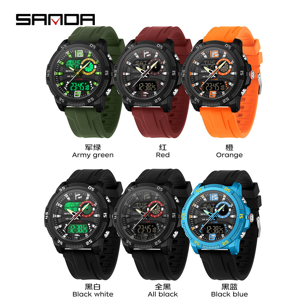 SANDA hommes montre électronique jeunesse réveil lumineux Sporty