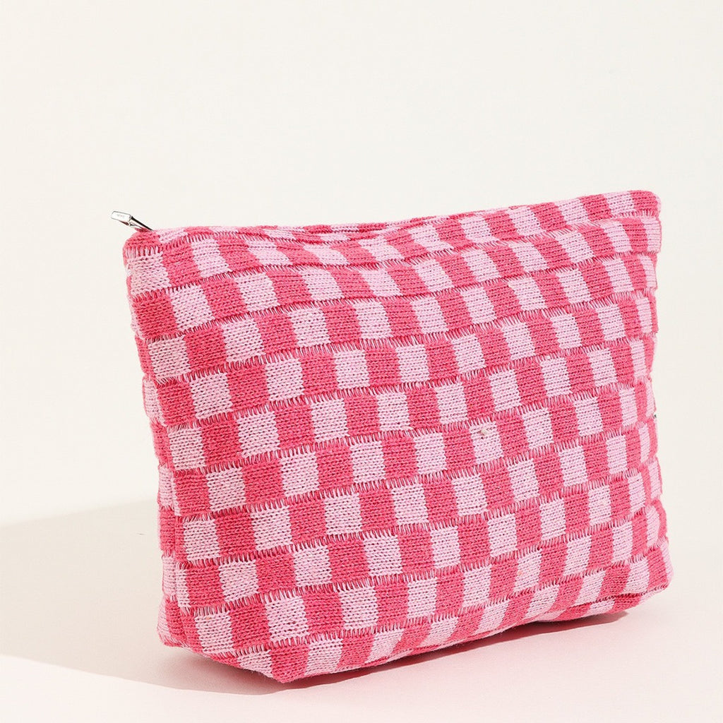 Sac de maquillage de tableau de vérification de fils de grande capacité