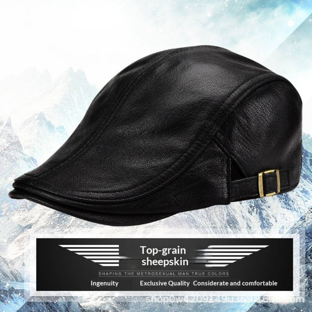 Mens Chapeau en cuir mince de style coréen pour l'automne et l'hiver parfait pour les personnes d'âge moyen et plus âgé