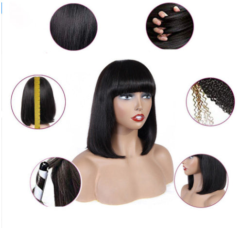 Cheveux humains Bob Wig Headgear Woven Top Coeur est naturel et réaliste
