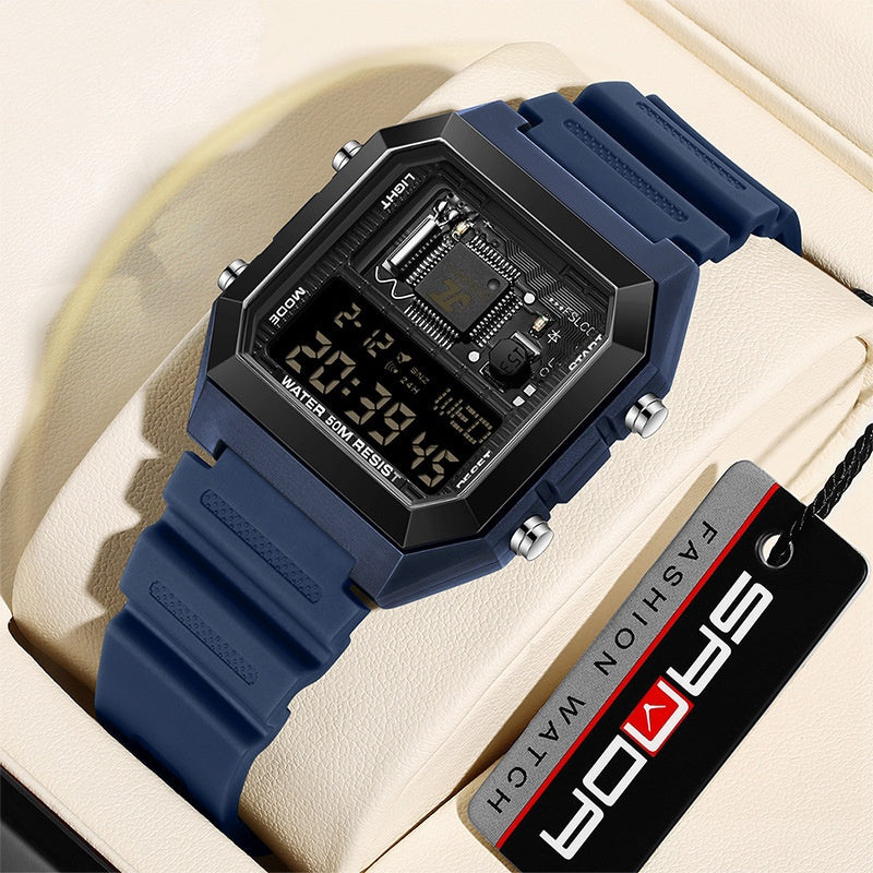 Fashion Square Waterproof Electronic Watch Multifonctionnel Student Sports Watch