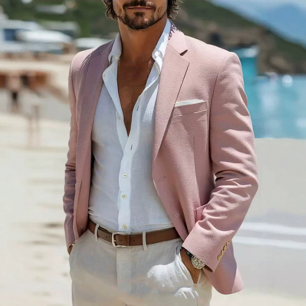 Veste de costume casual mince pour homme