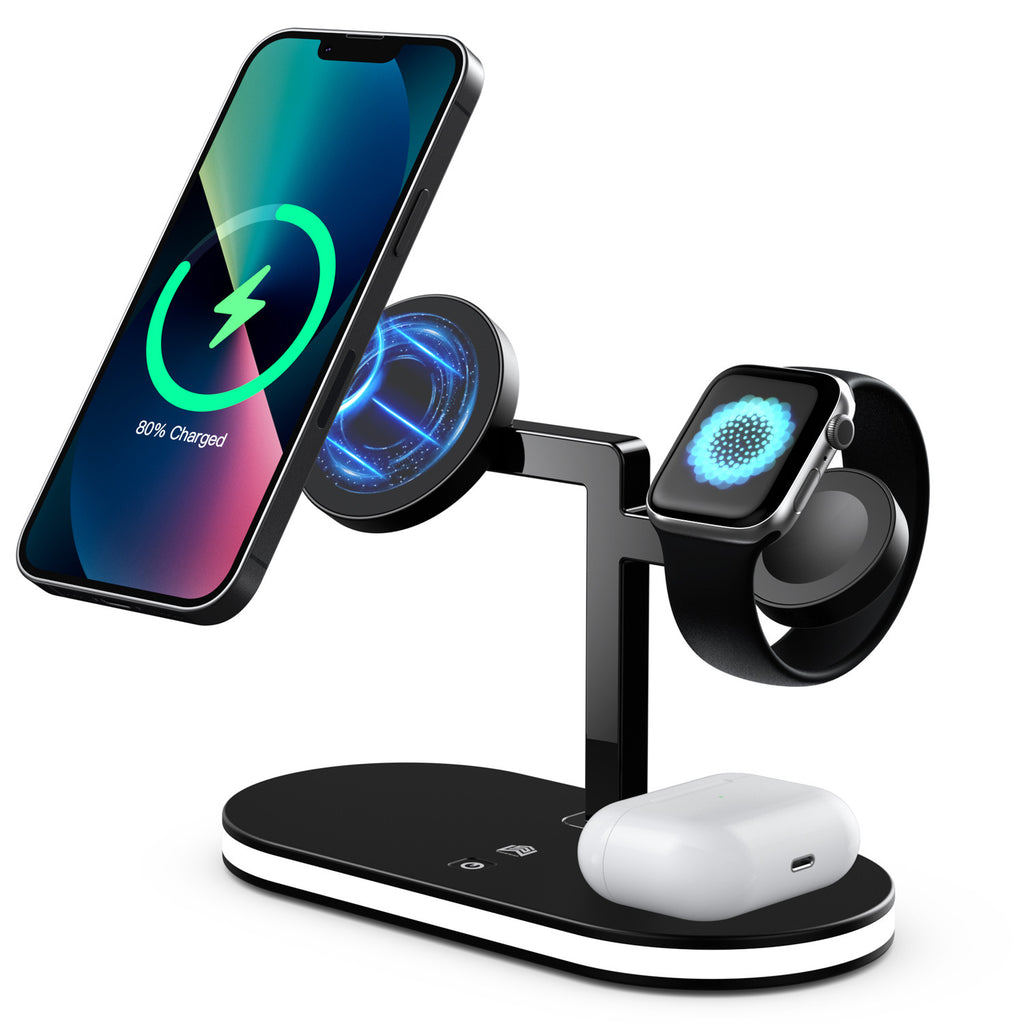 Trois-en-un Chargeur magnétique sans fil Fonction petite lampe de nuit