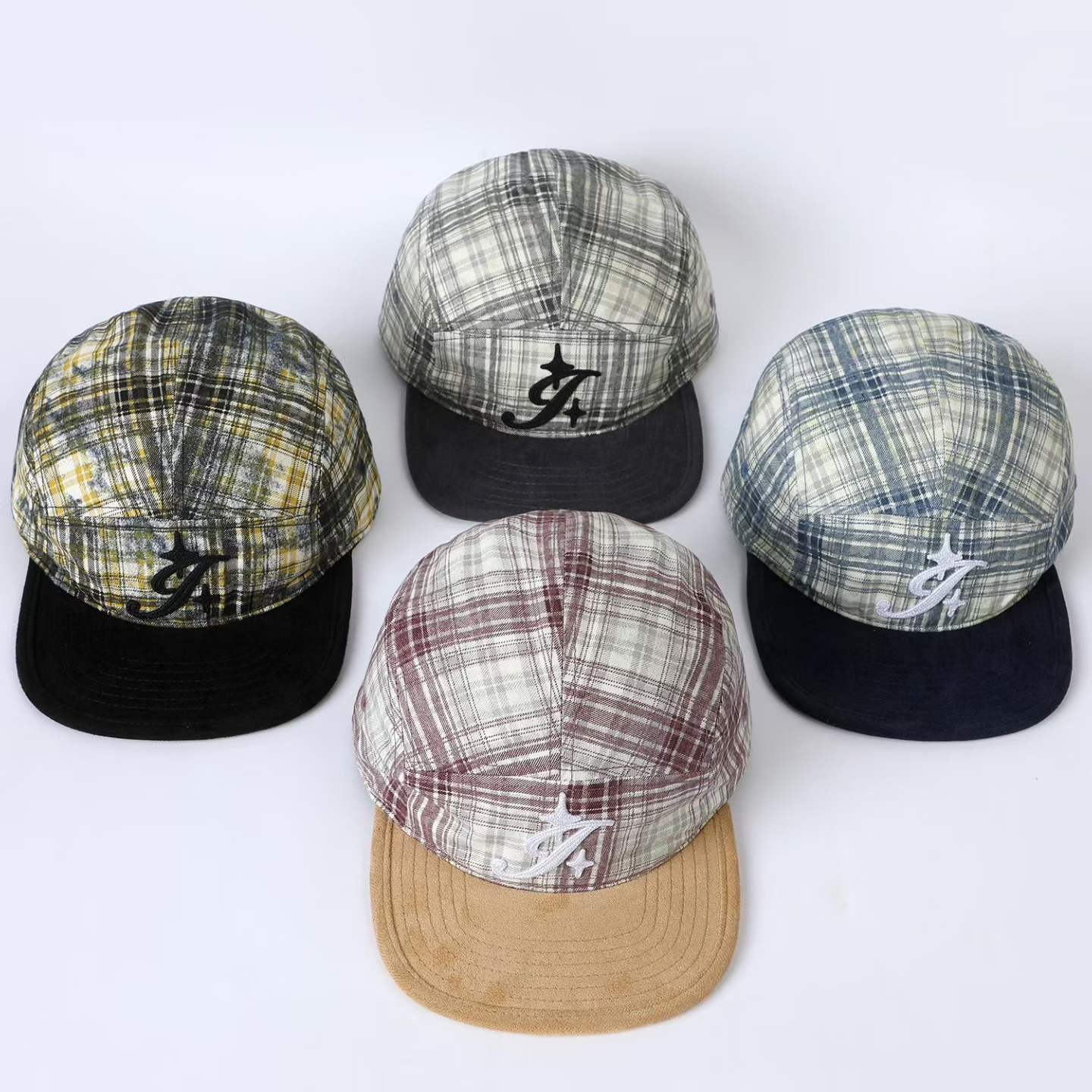 Broderie rayée Note musicale Star Color-block Casquette de baseball à large bord avec sty coréen