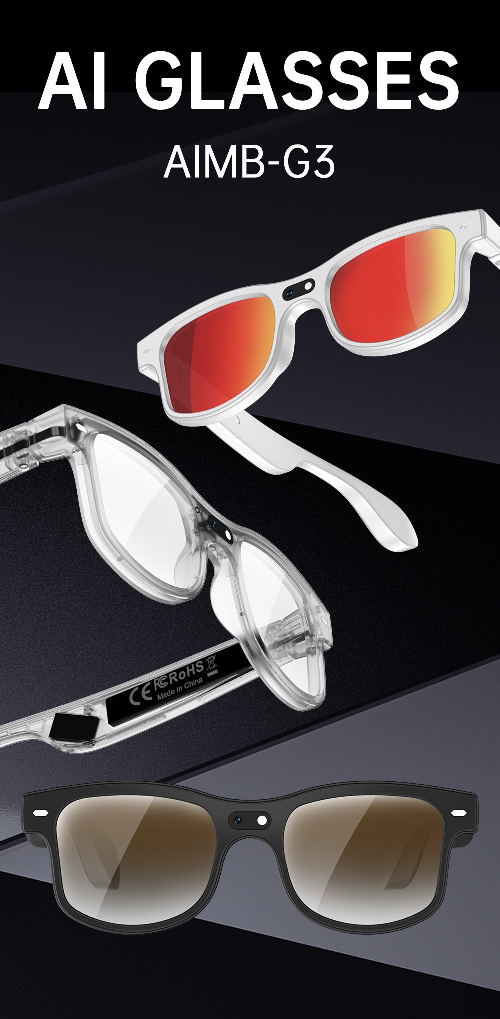 Lunettes de soleil Bluetooth pour la traduction d'appel musical G3