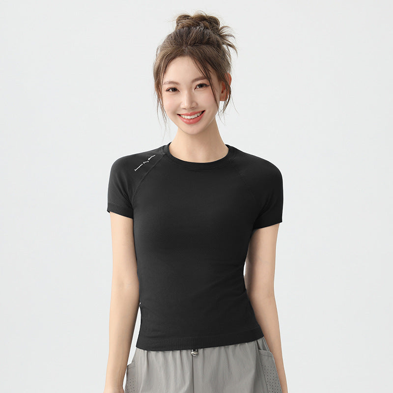 Courir rapidement à manches courtes pour femmes d'été mince entraînement de fitness Yoga Top Slim Fit