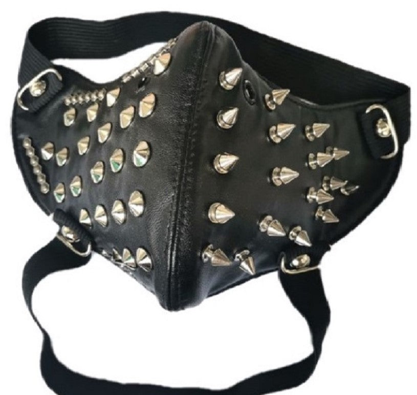 Crâne cuir d'équitation noir demi visage masque