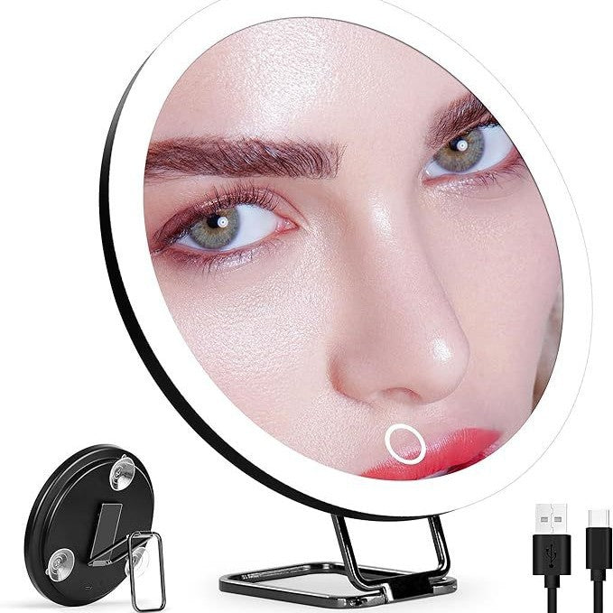 Charger la lumière de remplissage par led avec le miroir rotatif de maquillage de support de lumière