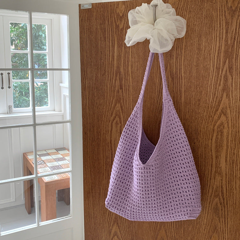 Sac à mailles creux de style Instagram tricoté Woven Purse