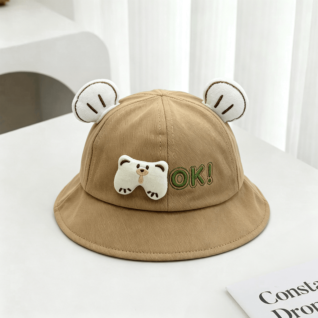 Les garçons et les filles' Ok Bear décoratif Round-top Cap pour enfants avec un mignon et doux babyi