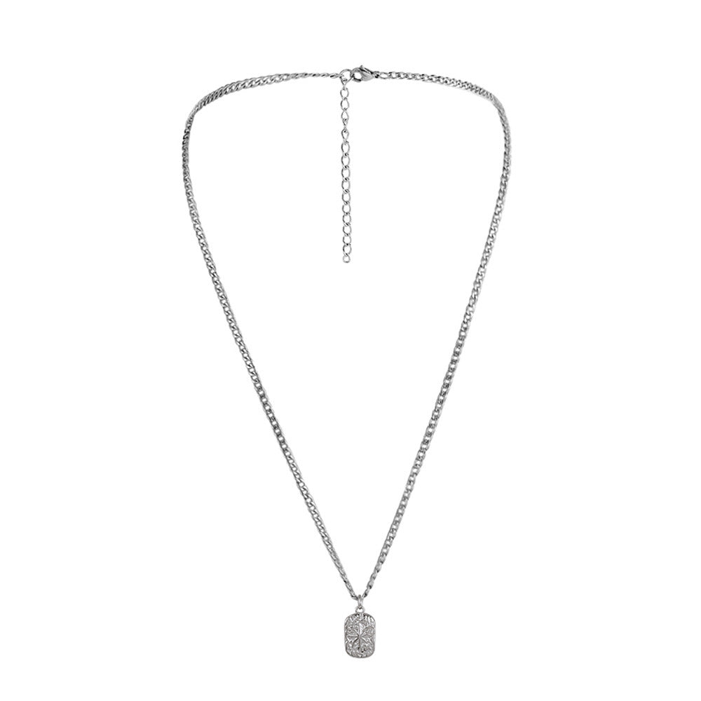 Mode Minimalist Relief XINGX plaque carrée collier pendentif Trendy Hommes