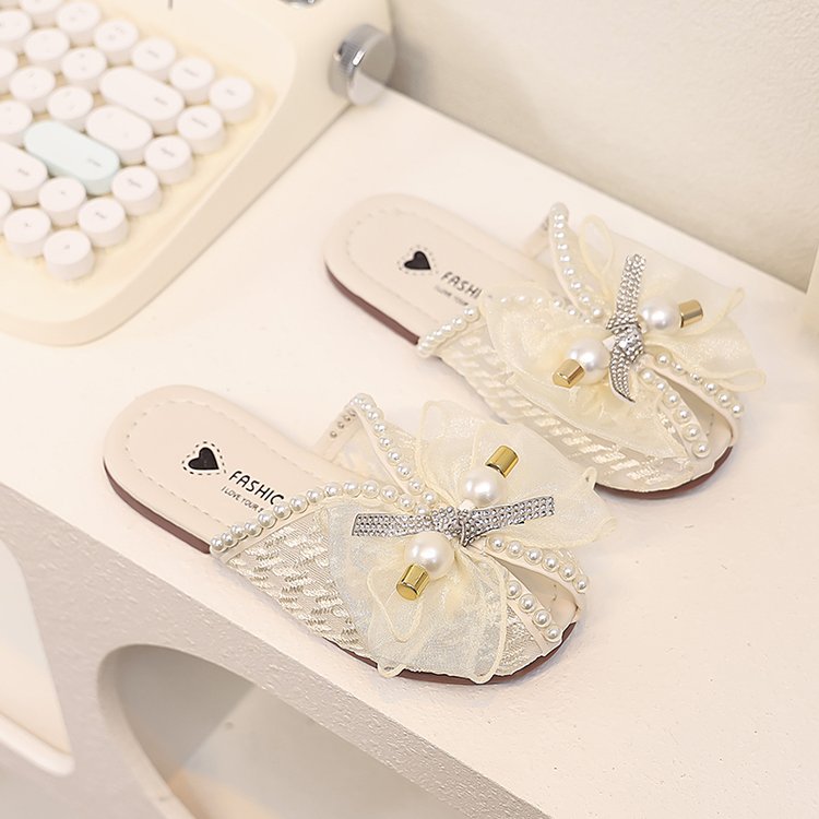 Pantoufles pour enfants de filles Style d'été Poisson Bouche Extérieure Half Drag Sandales Modenable M