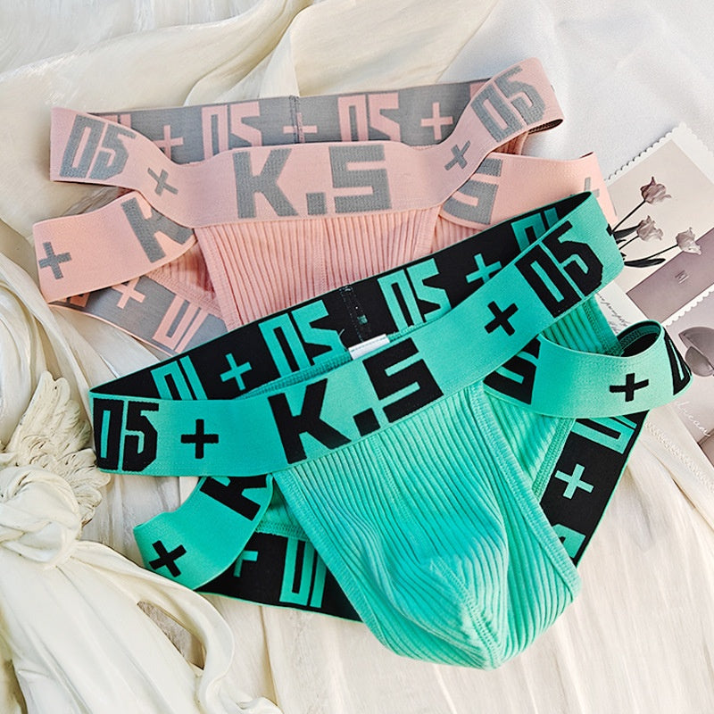 Slips de sport en coton côtelé haute coupe pour hommes