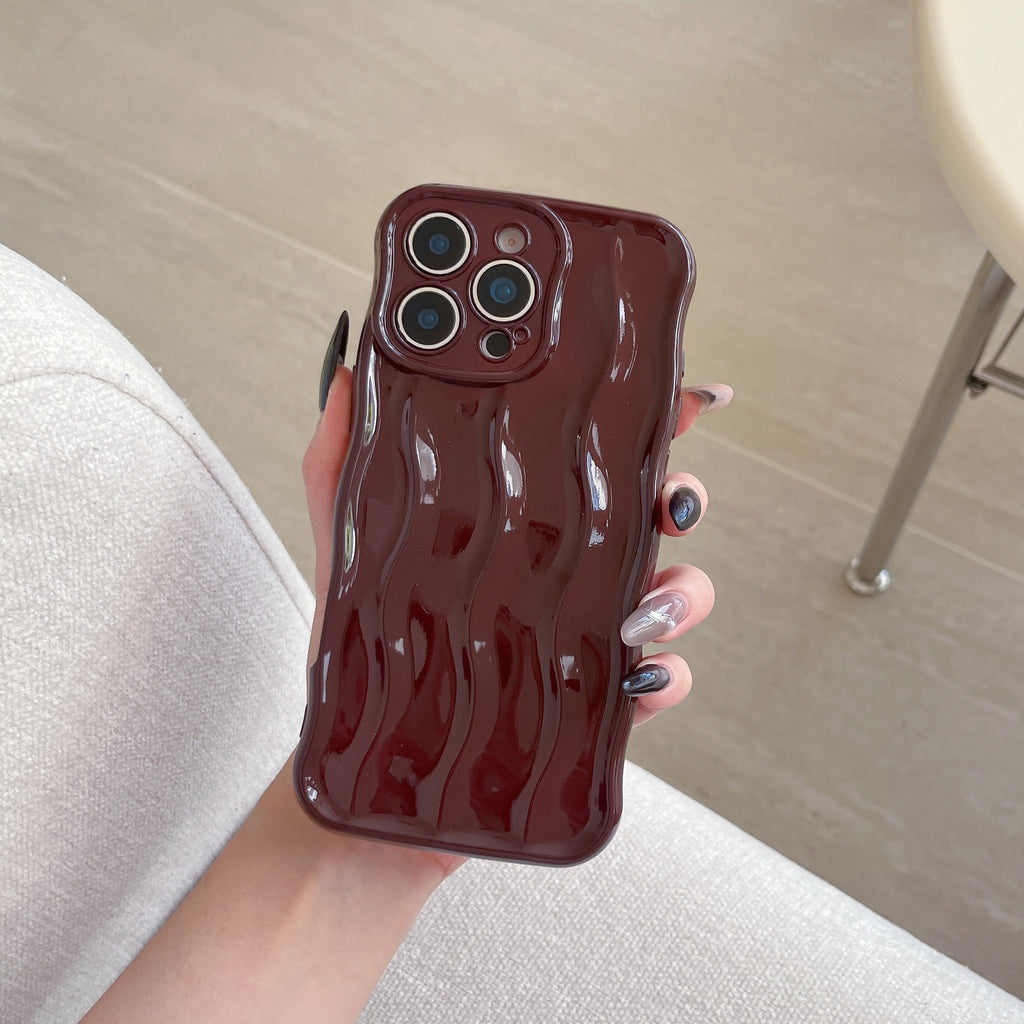 Applicable Electroplating 3-dimensional Wave Stripe Phone Case Protection anti-goutte