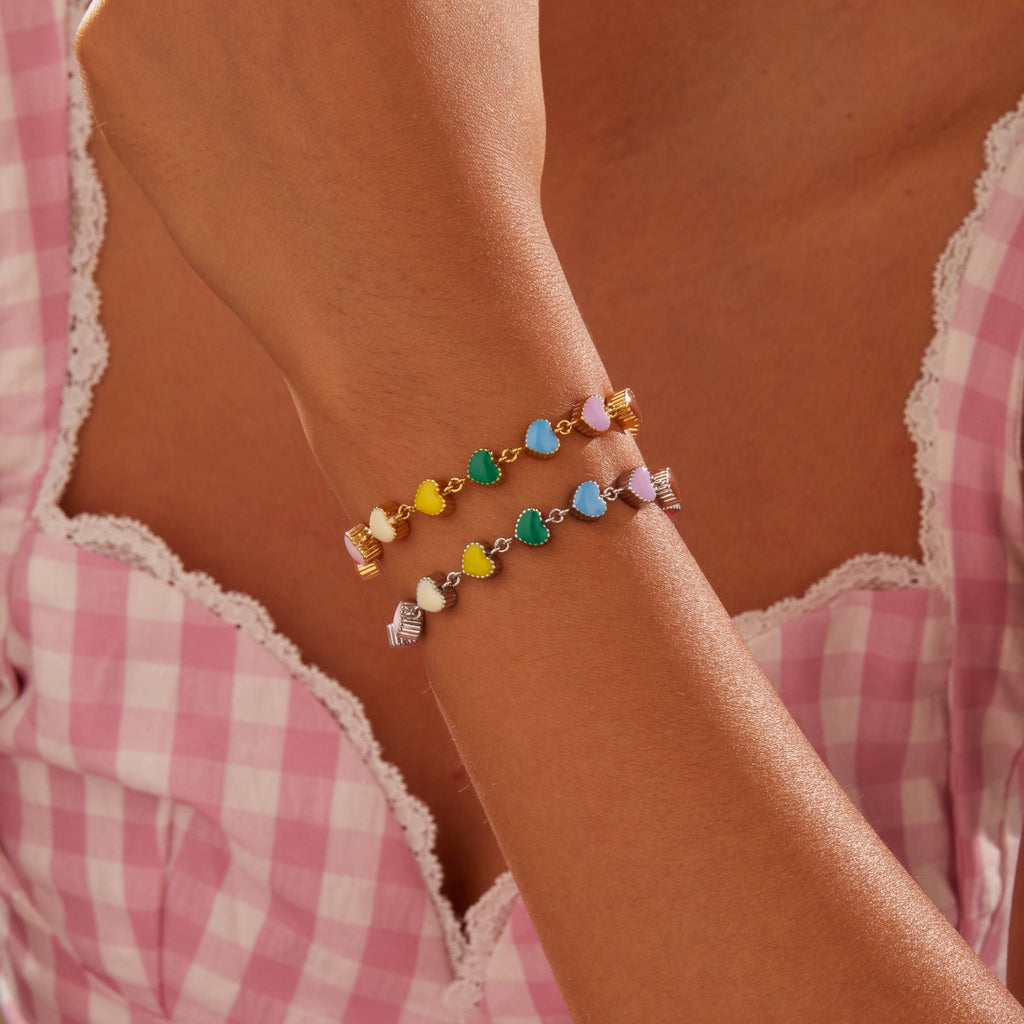 Collier d'huile coloré Love Bracelet en acier titane en forme de cœur