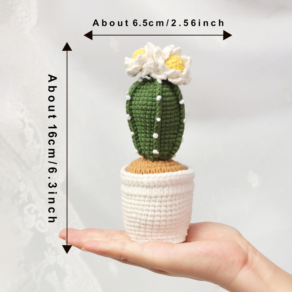 Crochet fait main fleur Cactus Pot Ornement fil doux pérenne Crochet plante Blooms