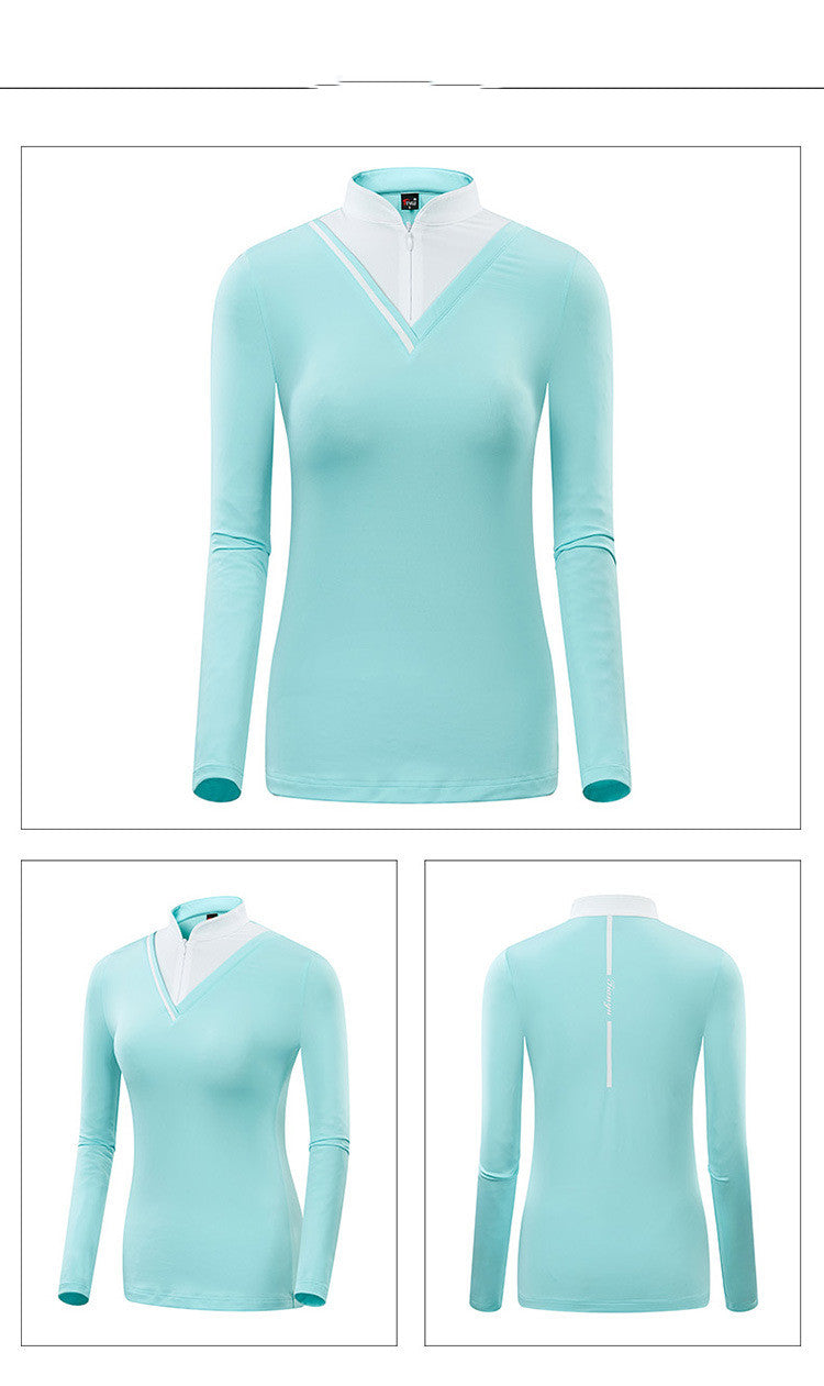 Golf Femmes T-shirt à manches longues Stand-up Collar Sunscreen Version Coréenne de Slim Sports