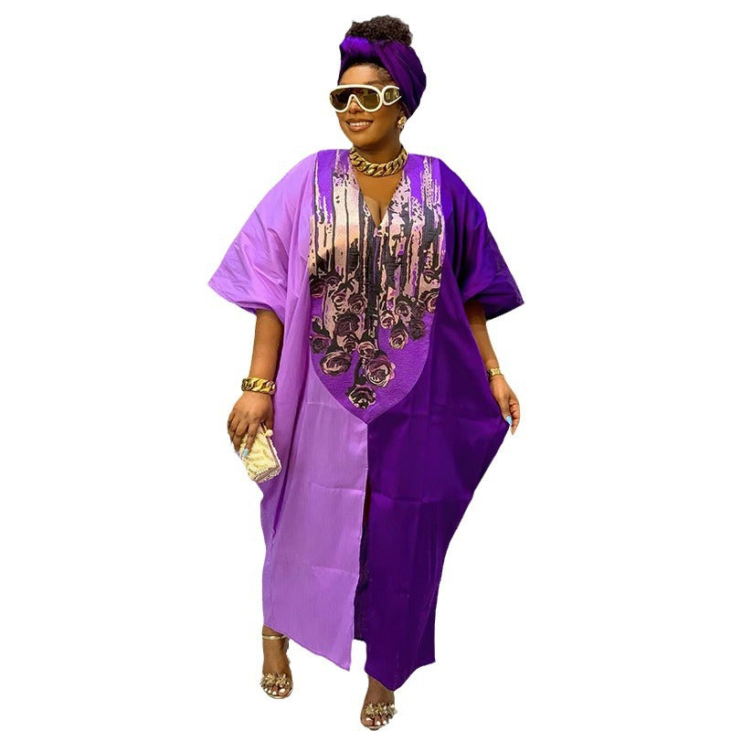 Style ethnique Loose Plus Taille Robe d'appariement couleur