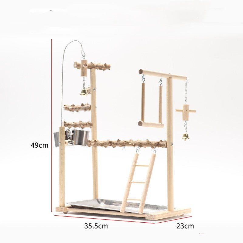 Aire de jeux pour oiseaux Plateforme interactive Stand Pole Solid Wood Frame