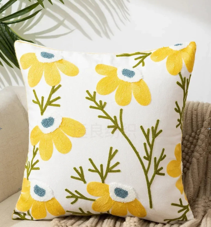 Étui d'oreiller décoratif avec couverture de broderie florale