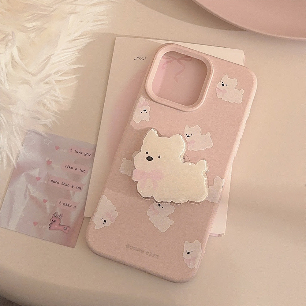 Doux et mignon West Highland Coque de téléphone Bracket blanc chien