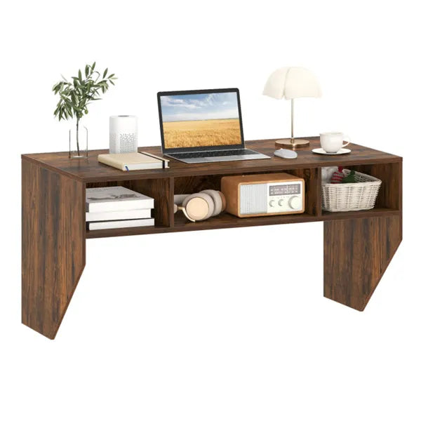 Rustic Brown bureau d'ordinateur flottant mural avec stockage 3-Cube