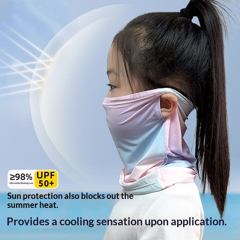 Enfants Masque visage protecteur du soleil Style d'oreille en soie glacée